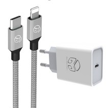 디지지 20W C타입 고속충전기 화이트 + C to 8핀 케이블 120cm 세트, 혼합색상, 1세트
