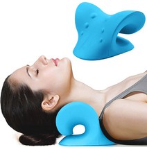 므뮤 목이편한 기능성 스트레칭 낮은 수면 베개 C커브 목베개, 블루, 1개