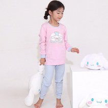 프리미에팜 여아용 시나모롤 캔디 9부 편면 실내복 상하의 세트