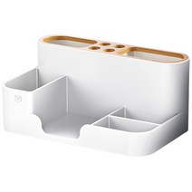 우드 상판 데스크 오거나이저, 화이트, 1개