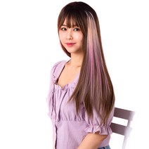 가발위드 투톤 스트레이트 컬러 헤어피스 5p + 트윙클 붙임머리 세트, 밀크브라운라이트핑크(피스), 랜덤발송(트윙클 붙임머리), 1세트