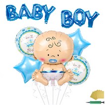 이모쿠비 포인트 데코 베이비샤워 풍선세트, 블루C, 1세트