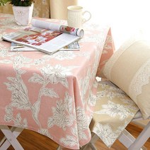 데코토닉 마리코튼식탁보 2인용, 핑크, 120 x 120 cm