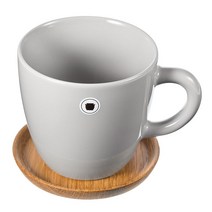 호가나스 글로시 커피 머그 300ml, 페블그레이, 머그컵 1P + 나무받침 1P, 1개