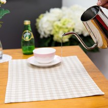아포아룸 캔디체크 방수 테이블매트, 네추럴, 29 x 40cm