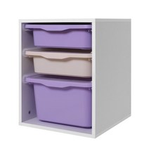 보노하우스 레브 싱글 3단 수납장 화이트 프레임, 바이올렛, 1세트