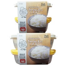 피앤큐 햇쌀밥 용기, 1세트, 노랑 300ml + 화이트 300ml + 노랑 400ml + 화이트 400ml