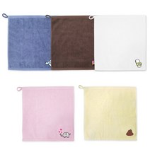 송월타월 솔리드 캐릭터 고리 타올, 랜덤 발송, 5개입