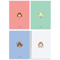 꼼꼬미 노트 3p + 100일 스크랩북, 핑크, 민트, 보라, 1세트