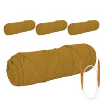 체스코튼목도리DIY 코튼롤 +고급흑대바늘4.5mm, 1세트, 20 겨자