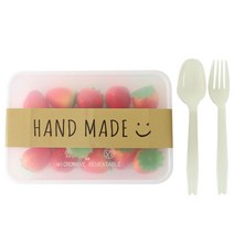 황씨네도시락 PP 내열 도시락 1칸 10p + 뚜껑 10p + 크라 띠지10p + 크림 포크5p + 스푼5p, 1세트