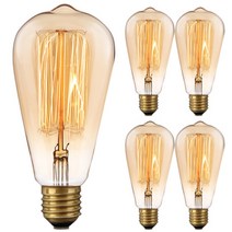 씨티오 LED 엔틱램프 필라멘트 ST64 60W 5p, 전구색, 5개