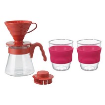 하리오 커피 서버 세트 VCSD-02R + HDM-M-PC 핑크 핸드머그 330ml x 2p, 1세트