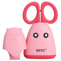 버즈 귀염둥이 쥐와 허당 고양이 이유식 가위 + 커버 + 실리콘 장갑, Pink, 1세트