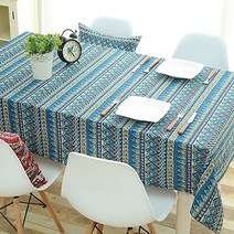 저스틴앤클로이 테이블웨어 보헤미안 디자인 식탁보, 블루, 120 x 120cm