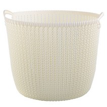 리버그린 짜임 다용도 원형바구니 중, 화이트, 1개