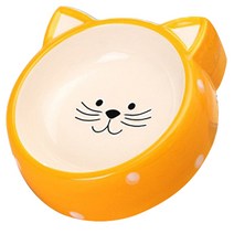 PETSTEEL 반려동물 스마일캣 펫볼 식기, 노랑, 1개