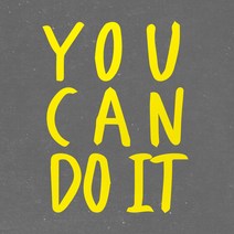 1AM 캘리그라피 인테리어 포인트 스티커 YOU CAN DO IT, 노랑