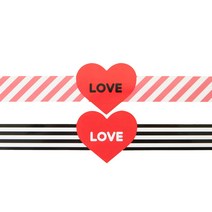 황씨네도시락 하트 띠지 도시락 스티커 블랙 31p + 레드 31p, 혼합 색상, 1세트