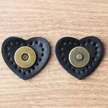 동화상가몰 가죽 자석 하트 스냅단추 2p세트 30mm, 블랙, 2세트