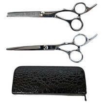 CNS월드전자 전문가용 가위 2종 + 빈티지 가위집, 혼합 색상, 1세트