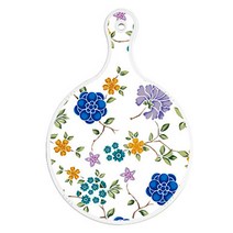 로엠디자인 양면 원형 서빙 도마 보드 로맨틱블루floral화이트, 훈색나팔꽃화이트, 1개
