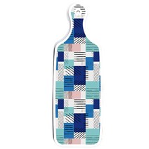 로엠디자인 양면 디자인 서빙 도마 보드 구관조담황색, 청색체크, 1개
