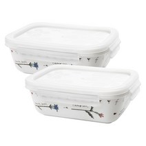 젠 메도우플라워 직사각 밀폐용기 소 400ml, 2개입, 용기 2p