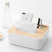 젊은이마켓 휴지케이스, 우드세칸(화이트)