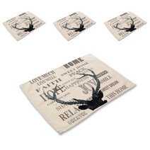 스윗리빙 레터링 린넨테이블 매트 패밀리 4p 세트, 11, 42 x 32 cm