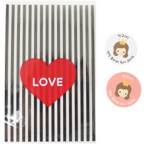 황씨네도시락 쿠키포장 하트봉투 블랙 30p + 스티커 뉴왕관걸 30p, 1세트