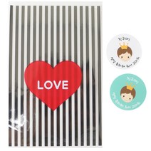 황씨네도시락 쿠키포장 하트봉투 블랙 50p + 스티커 뉴왕관보이 50p, 1세트
