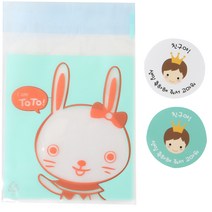 황씨네도시락 접착 쿠키포장 야미봉투 토끼 30p + 스티커 뉴 왕관보이 30p, 1세트