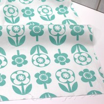 패브릭아트 순면 20수 플라워패턴 원단 북유럽풍 모던플라워 3종, 민트