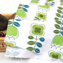 패브릭아트 순면 플라워패턴 원단 30수 잇츠튤립, 그린