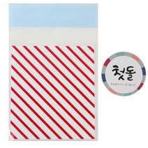 황씨네도시락 접착 스트라이프 봉투 레드 30p + 첫돌 스티커 전통 30p, 1세트