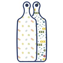 로엠디자인 블루 에디션 양면 서빙 도마 보드 빗물과새싹패턴, 퍼즐, 1개