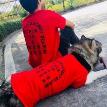 노랜드 TLB Red Symbol 강아지 + 남성 견주 커플옷 대형견용, 혼합 색상