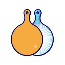 로엠디자인 블루에디션 양면 원형 서빙도마 옐로, 피쉬라인블루, 1개