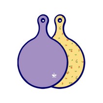 로엠디자인 블루에디션 양면 원형도마 보라, 치자색플라워체크, 1개