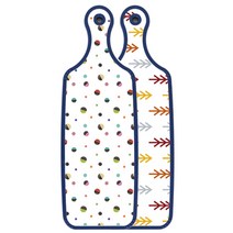 로엠디자인 블루 에디션 서빙 도마 보드 소나무화이트, 배색원형, 1개