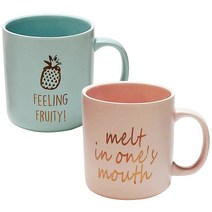 엘룸 러브 스트로베리 머그컵 400ml, 혼합 색상, 2개입