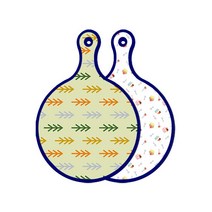 로엠디자인 블루에디션 양면 원형 서빙도마 보드 소나무치자색, 케익, 1개