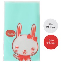 황씨네도시락 비접착 야미봉투 토끼 30p + 친구야 맛있게 먹어 스티커 레드 15p + 흰색 15p, 1세트
