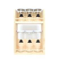 핸드팩토리 양념통 원형 스몰라지 화이트캡 6p세트, 1세트, 양념통 6p + 2단 양념통 우드선반 중 + 클리버쿡 라벨