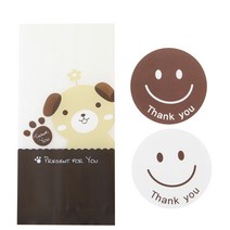 황씨네도시락 M쿠키봉투 강아지 100p + 스티커 빅스마일 원형 100p, 1세트