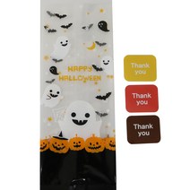 황씨네도시락 할로윈 유령M 쿠키봉투 30p + 사각 땡큐 스티커 30p, 1세트