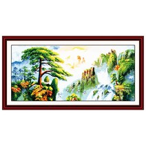 ZKF 십자수 DIY 세트, 1세트, 깊은 산골 노송나무