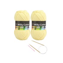 브랜드얀 요정모자 핸드워머 DIY세트 밀키코튼 블랙라벨 2p + 고급 줄바늘 5.0mm + 플라스틱 돗바늘 랜덤 발송, 치크