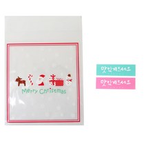 황씨네도시락 크리스마스아이콘 쿠키봉투 레드 50p + 캘리맛있게드세요 스티커 핑크 25p + 민트 25p, 1세트